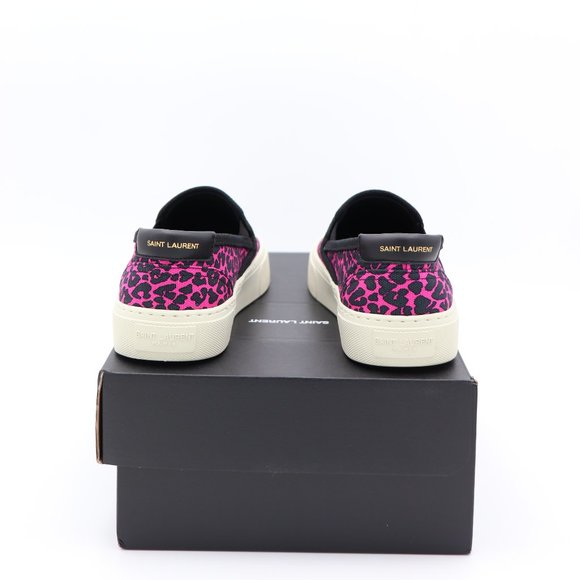 NIB Yves Saint Laurent Venice Pink Black Leopard Print Low-Top Slip-On Sneakers - Picture 6 of 10